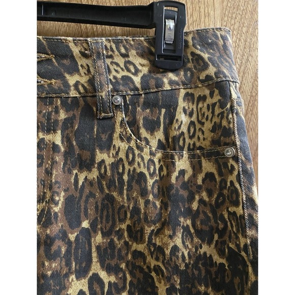 Hydraulic Womens Brown Leopard Denim Nolita Mid Rise Curvy Mini Skirt 8 Stretch - Picture 3 of 11